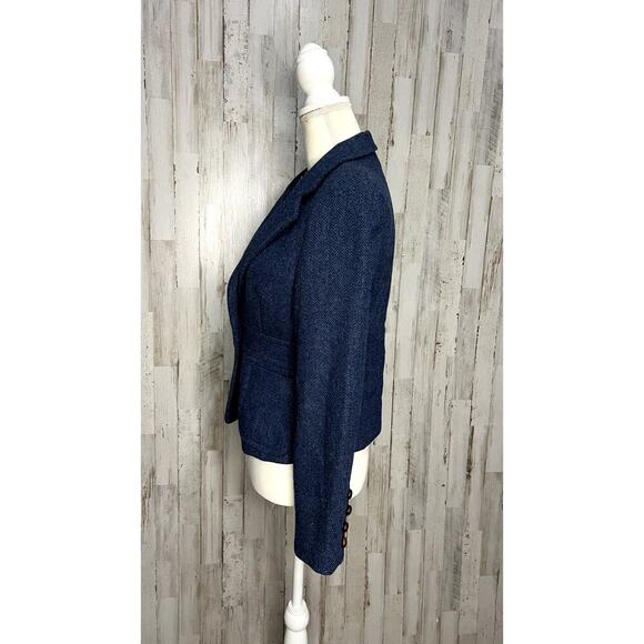 NEW L.L. Bean Women's‎ Herringbone Blazer Blue Size 8 100% Wool Classic Jacket - Picture 4 of 6